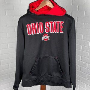 Scarlet & Gray OHIO STATE Hoodie Men Medium‎ Stitched Logo Black Red Pullover